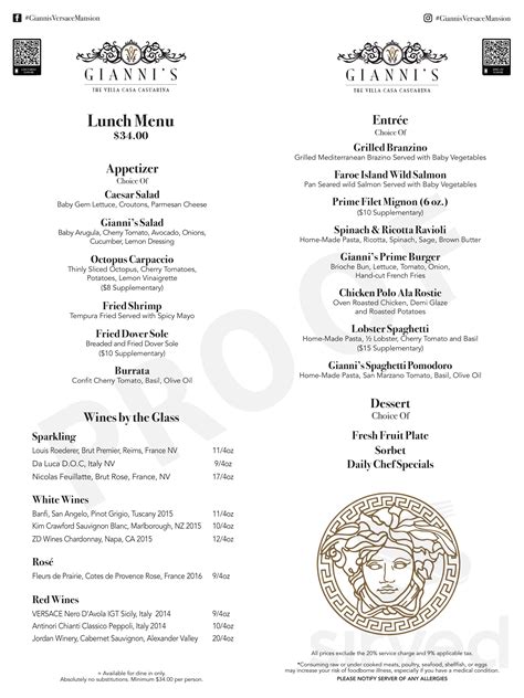 versace mansion parking|gianni's versace mansion menu.